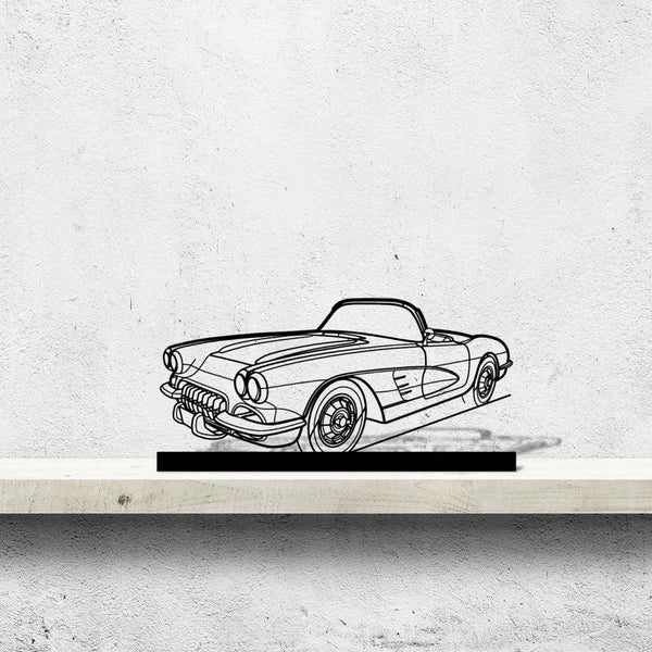 Corvette C1 1960 Angle Silhouette Metal Art Stand